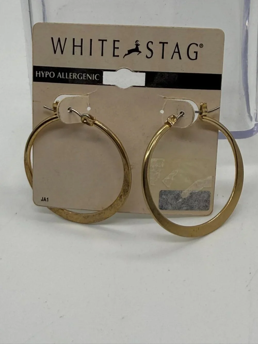 White Stag Gold Tone Hoop Earrings NWT Hypoallergenic